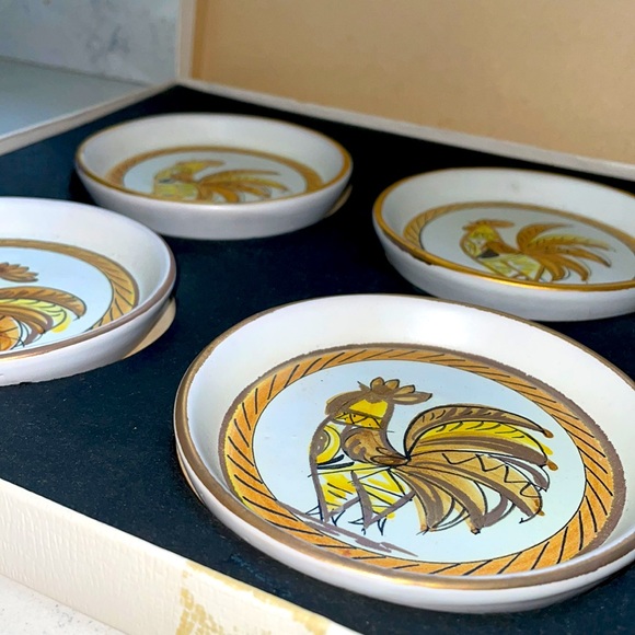 Handmade in Italy Complete Artisan Signed  Coaster Set New in Original Box - Picture 3 of 10